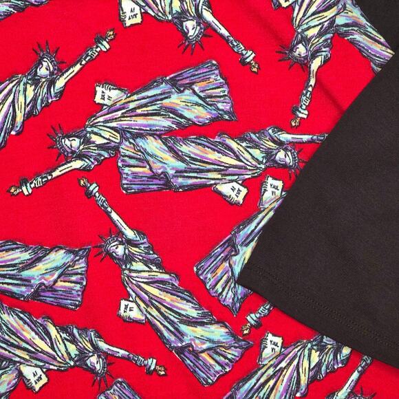 LuLaRoe Randy XL Red Black Statue of Liberty Americana Patriotic Baseball Tee - Picture 10 of 10